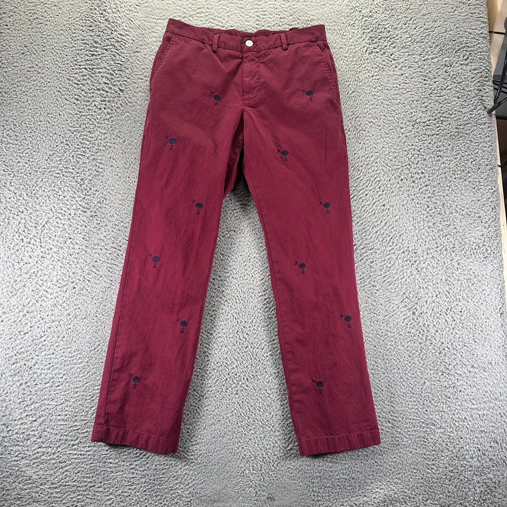 Vineyard Vines Breaker Pant Mens 32x32 Red Chino Straight Slim Business Preppy